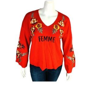 Beautiful embroidery INC plus size sweater